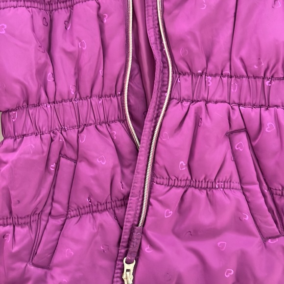Purple Hooded Puffer Coat with Fur Trim - Picture 5 of 8